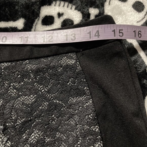 RICKI's Black grey herringbone pencil skirt ~ MEDIUM lace detailing goth skirt - Picture 7 of 13